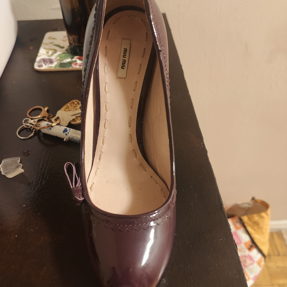 Miu Miu Women's Dark Purple Patent Leather Heels